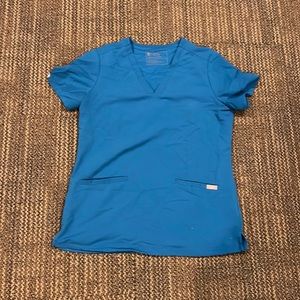 Blue figs top (matching pants on page)